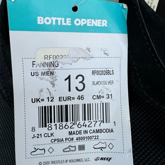 NWT Men’s Reef Fanning Flip Flop with bottle opener - Picture 3 of 8